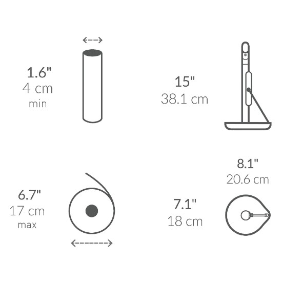 Pappershandduksrullhållare med spraypump, 38,1 cm, Svart - simplehuman