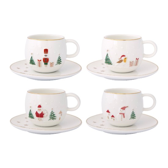 Set of 2 cups with saucers, porcelain, 120 ml, "Let it Snow" - Nuova R2S