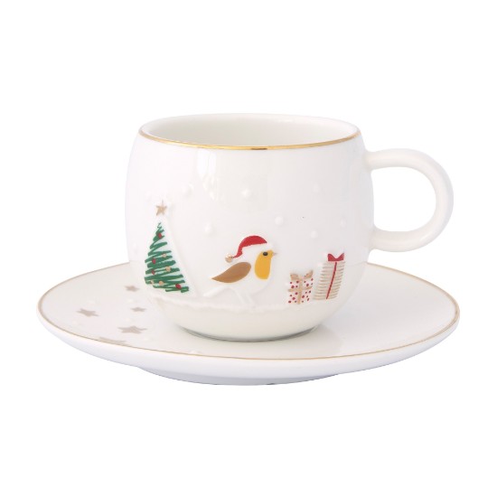 Set of 2 cups with saucers, porcelain, 120 ml, "Let it Snow" - Nuova R2S