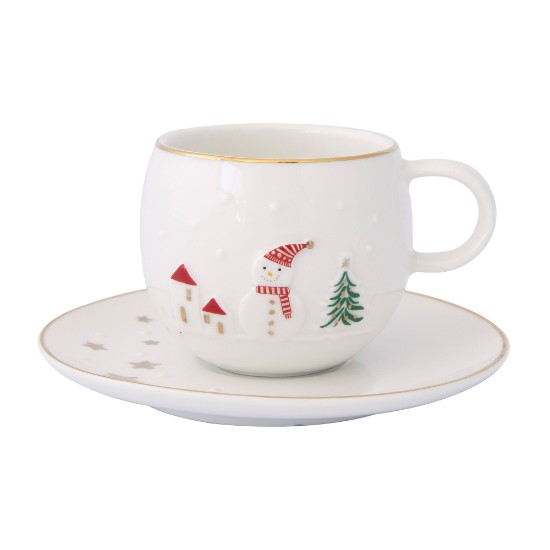 Set of 2 cups with saucers, porcelain, 120 ml, "Let it Snow" - Nuova R2S