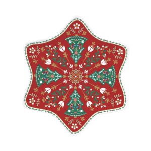 Star-shaped platter, porcelain, 22.5 x 22.5 cm, "Christmas Folk" - Nuova R2S