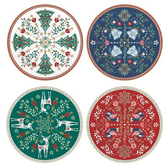 Set van 4 dessertborden, porselein, 19 cm, "Christmas Folk" - Nuova R2S