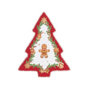 Joulukuusen muotoinen vati, posliini, 25,5 × 20,5 cm, "Fancy Gingerbread" - Nuova R2S