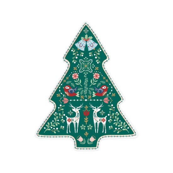 Travessa em forma de árvore de Natal, porcelana, 25,5 x 20,5 cm, "Christmas Folk" - Nuova R2S