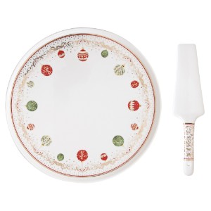 Cake platter and server set, porcelain, 32cm, "Christmas Eve" - ​​Nuova R2S