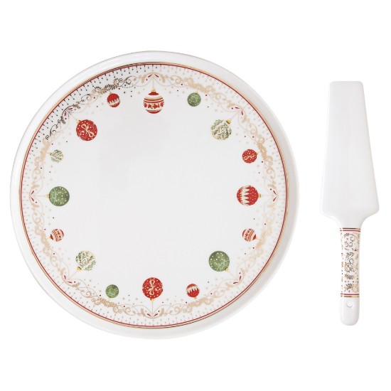 Platter císte agus tacar freastalaí, poirceallán, 32cm, "Christmas Eve" - ​​Nuova R2S