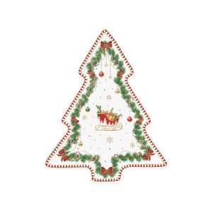 Christmas tree-shaped porcelain platter, 25.5 x 20.5cm, "Magie de Noel" - Nuova R2S