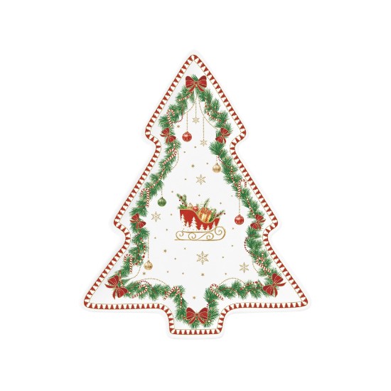 Vassoio in porcellana a forma di albero di Natale, 25,5 x 20,5 cm, "Magie de Noel" - Nuova R2S