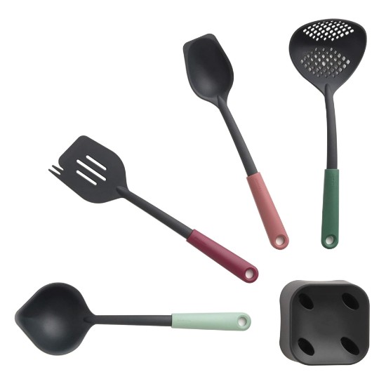 Lot de 4 ustensiles de cuisine avec support, plastique, "Tasty Plus" - Brabantia