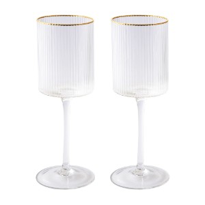 Set of 2 wine glasses, made from glass, 300 ml, "Gold" - Nuova R2S