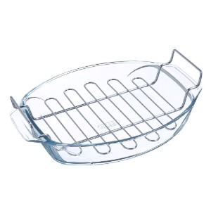 Oval roaster dish with rack, heat-resistant glass, 4 L, "Let's Share" - Pyrex