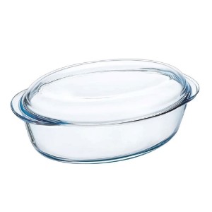 Fuente ovalada con tapa, de vidrio resistente al calor, 3,1 L + 1 L, "Slow Cook" - Pyrex