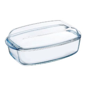 Rektangulært fad med låg, lavet af varmebestandigt glas, "Slow Cook", 4,4L + 2,3L - Pyrex