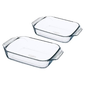 2 rectangular heat-resistant glass dishes, 3 L / 4 L, "Inspiration" range - Pyrex