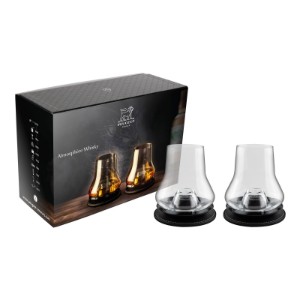 Set of 2 whiskey glasses, with matte black cooling base, "Atmosphere" - Peugeot