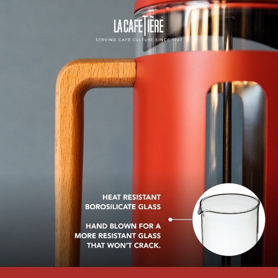 Coffee-maker, made from borosilicate glass, 1L, "Pisa", Red - La Cafetiere