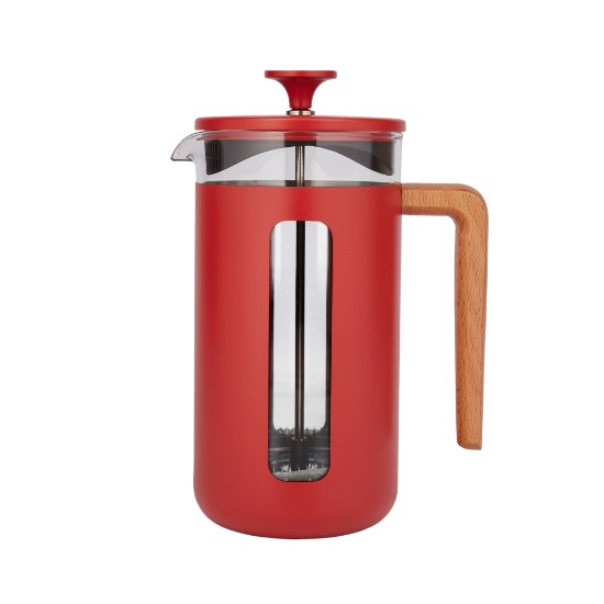 Coffee-maker, made from borosilicate glass, 1L, "Pisa", Red - La Cafetiere