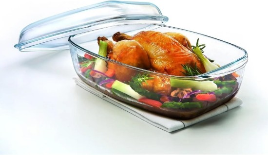 Mias dronuilleogach le clúdach, déanta as gloine borosilicate, teas-resistant, 2.9L + 1.6L "Slow Cook" - Pyrex