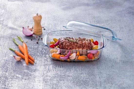 Plat rectangulaire avec couvercle, en verre borosilicate, résistant à la chaleur, 2,9L + 1,6L "Slow Cook" - Pyrex