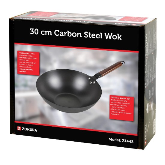 Poêle wok, acier carbone, 30 cm - Zokura