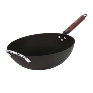 Wok serpenyő, szénacél, 32 cm - Zokura