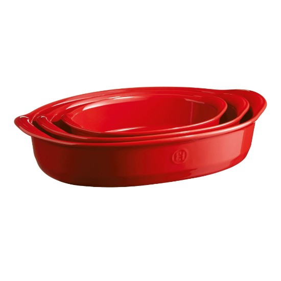 Oval ceramic baking dish, 27.5 x 17.5 cm/1.3 L, Burgundy - Emile Henry