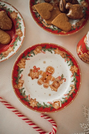 Sæt med 4 desserttallerkener, porcelæn, 19 cm, "Fancy Gingerbread" - Nuova R2S