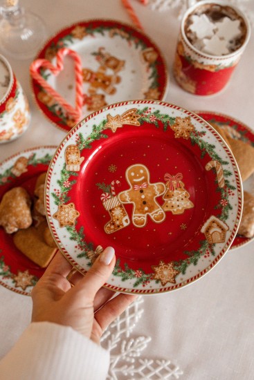 Sæt med 4 desserttallerkener, porcelæn, 19 cm, "Fancy Gingerbread" - Nuova R2S