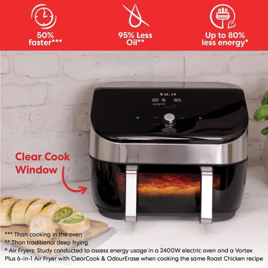 Friteuse double à air chaud, 8,5 L / 1700 W, Vortex Plus VersaZone ClearCook - Instant Pot