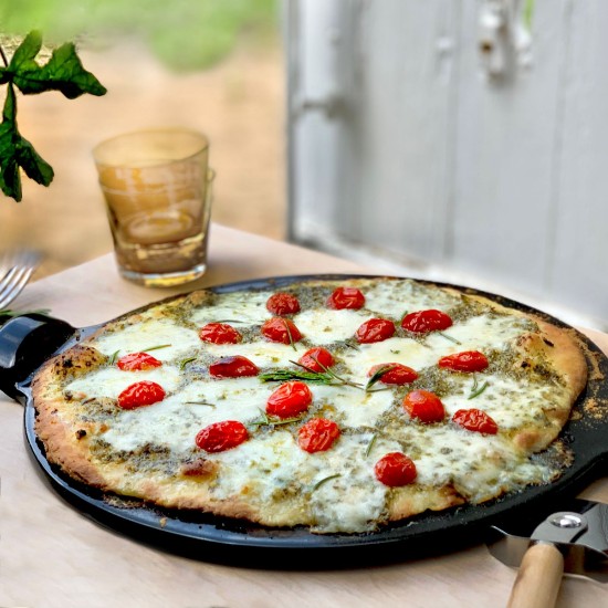 Pizza tray, ceramic, 36.5 cm, Charcoal - Emile Henry