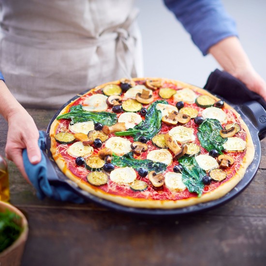 Pizza tray, ceramic, 36.5 cm, Charcoal - Emile Henry