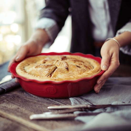 Pie baking dish, ceramic, 26 cm/1.2L, Burgundy - Emile Henry