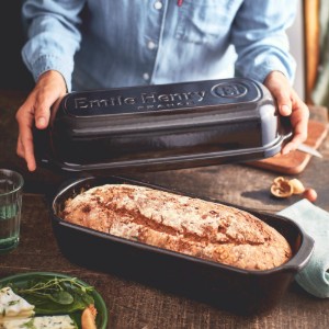 Batard bread baking pan, ceramic, 39x16.5 cm/4.5 l, Charcoal - Emile Henry
