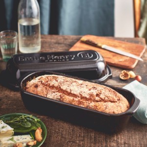 Batard bread baking pan, ceramic, 39x16.5 cm/4.5 l, Charcoal - Emile Henry