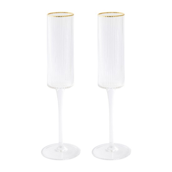 Set of 2 champagne glasses, made from glass, 200 ml, "Gold" - Easy Life