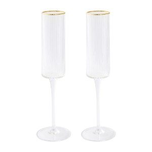 Set of 2 champagne glasses, made from glass, 200 ml, "Gold" - Nuova R2S