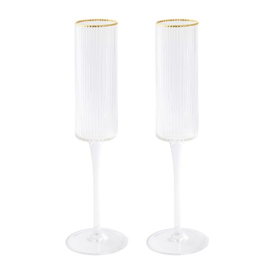 Set of 2 champagne glasses, made from glass, 200 ml, "Gold" - Nuova R2S