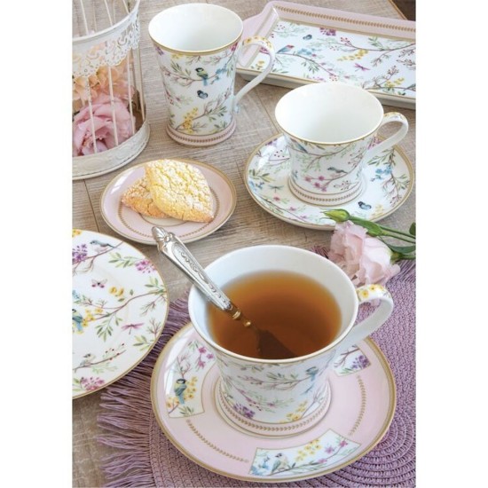 Set de 2 tazas de café con platillos, porcelana, 80 ml, "Birds Melody" - Nuova R2S