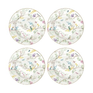 Set of 4 dessert plates, porcelain, 19 cm, "Birds Melody" - Nuova R2S