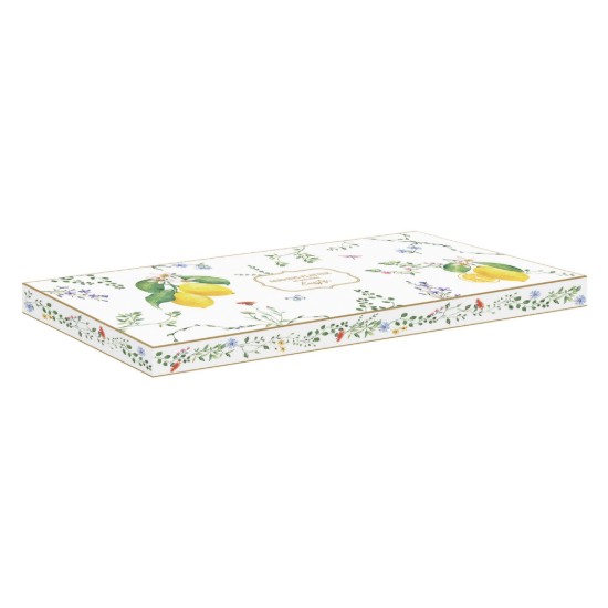 Serving tray, porcelain, 35 x 15 cm, "Fleurs et Citrons" - Easy Life