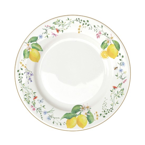 Assiette plate, porcelaine, 26,5 cm, "Fleurs et Citrons" - Nuova R2S