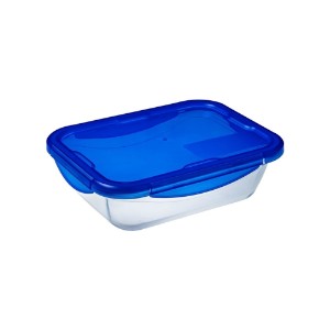 Pravokutna staklena posuda za hranu, s hermetički zatvorenim poklopcem, staklo otporno na toplinu, 20x15cm/0.8L, "Cook&Go" - Pyrex