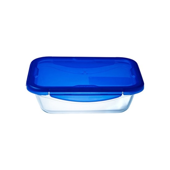 Rektangulär matbehållare i glas, med lufttätt lock, värmebeständigt glas, 20x15cm/0.8L, "Cook&Go" - Pyrex
