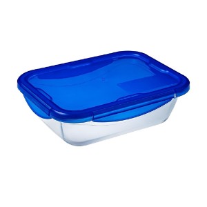 Coimeádán bia gloine dronuilleogach, le clúdach aerdhíonach, gloine teas-resistant, 25x19cm / 1.9L, "Cook &Go" - Pyrex