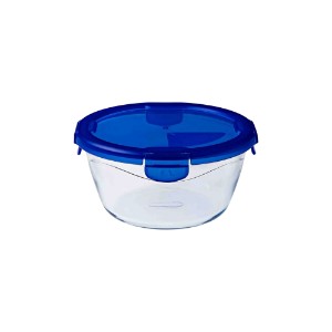 Rund matbehållare, med lufttätt lock, värmebeständigt glas, 15cm/0.7L, "Cook&Go" - Pyrex