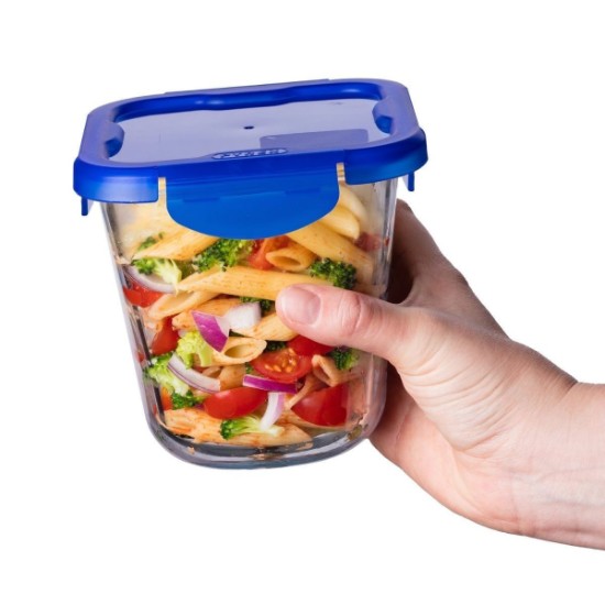 Deep, square food container, with airtight lid, heat-resistant glass, 12x12cm/0.8L, "Cook&Go" - Pyrex