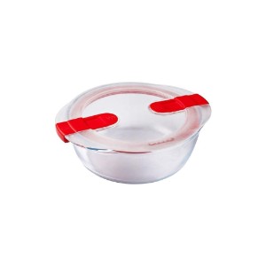 Rund matbehållare, med lock, värmebeständigt glas, 18cm/1L, "Cook&Heat" - Pyrex