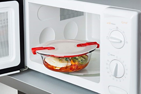 Apvali maisto tara, su dangčiu, karščiui atsparus stiklas, 23cm/2.3L, "Cook&Heat" - Pyrex