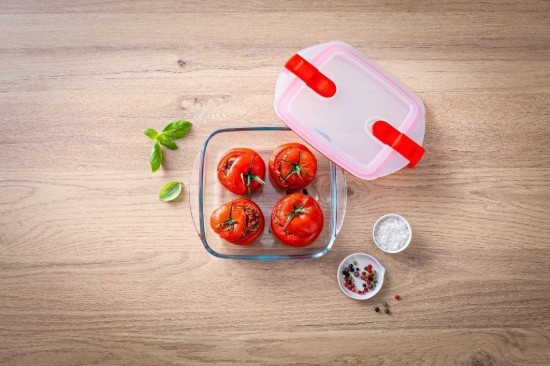 Square food container, with lid, heat-resistant glass, 25x22cm/2.2L, "Cook&Heat" - Pyrex