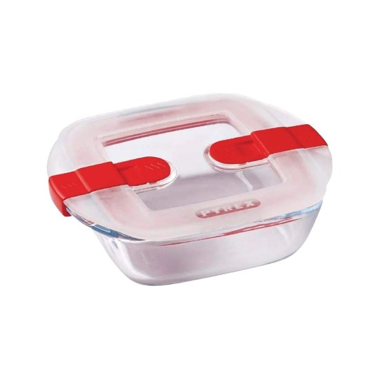 Recipiente quadrado para alimentos, com tampa, vidro resistente ao calor, 25x22cm/2.2L, "Cook&Heat" - Pyrex